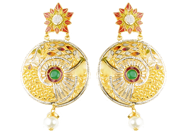 Antique Gold Danglers by Bawa Jewellers.